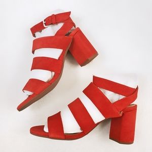 NWT Seychelles Red Suede Strap Heels